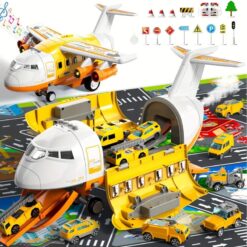 Large Transport Airplane Playset with 10 Mini Vehicles